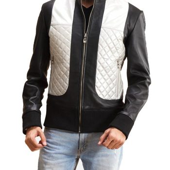 Randolf Silver Black Style Leather Biker Jacket