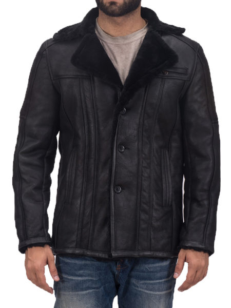 furcliff black leather coat