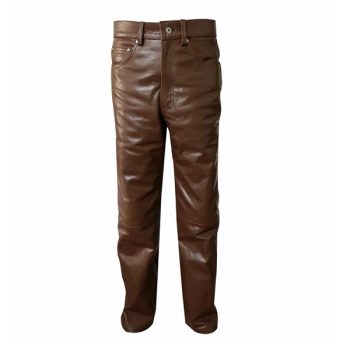 men's brown leather pants