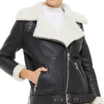 black leather shearling jacket