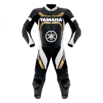 Golden Yamaha Motorcycle Racing Style Leather Motogp Suit