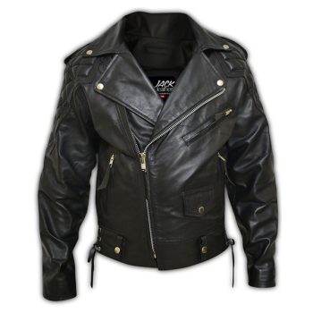 Men’s Quilted Side Lace-Up Biker Leather Jacket