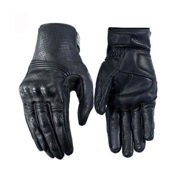 Black Waterproof Gloves Motorcycle Cycling Riding Racing Leather Gloves