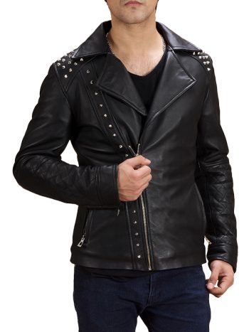 Men’s Studded Motorcycle Leather Jacket