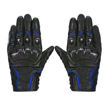 Blue Waterproof Gloves Motorcycle Cycling Riding Racing Leather Gloves