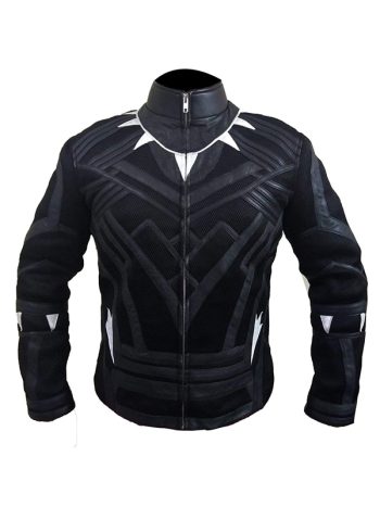 Black Panther Knitted Fabric & Leather Jackets