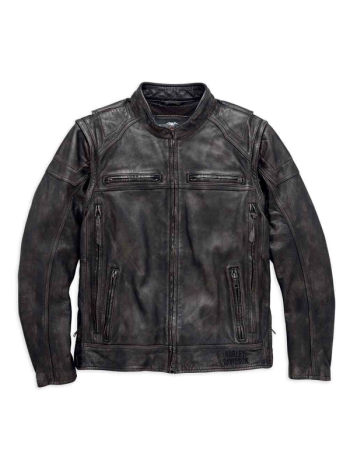Harley Davidson Men’s Dauntless Convertible Motorcycle Leather Jacket