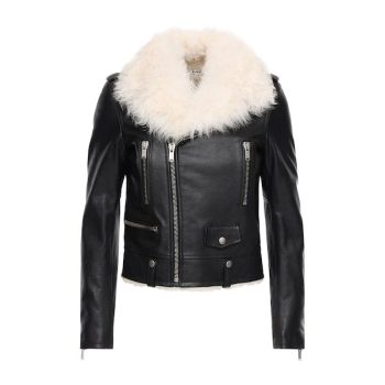 black shearling biker jacket