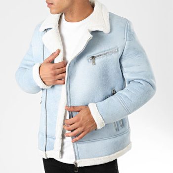 White Shearling Leather Motorcycle Jacket