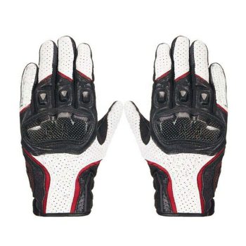 White Waterproof Gloves Motorcycle Cycling Riding Racing Leather Gloves
