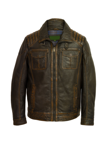 Brown Antique Style Leather Fashion Jacket