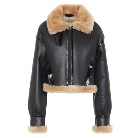 leather jacket with real fur collar