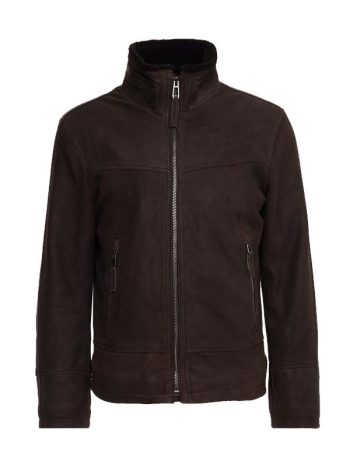 Brown Fur Collar Fashion Leather Jacket