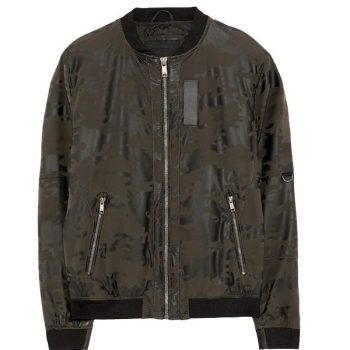 Camouflage Mens Leather Bomber Jacket