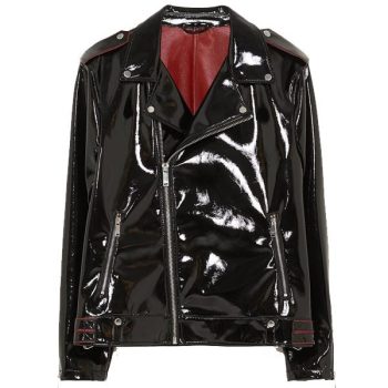 Black Vinyl Biker Mens Leather Jacket