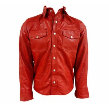 red leather shirt mens