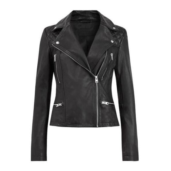 black leather jacket women