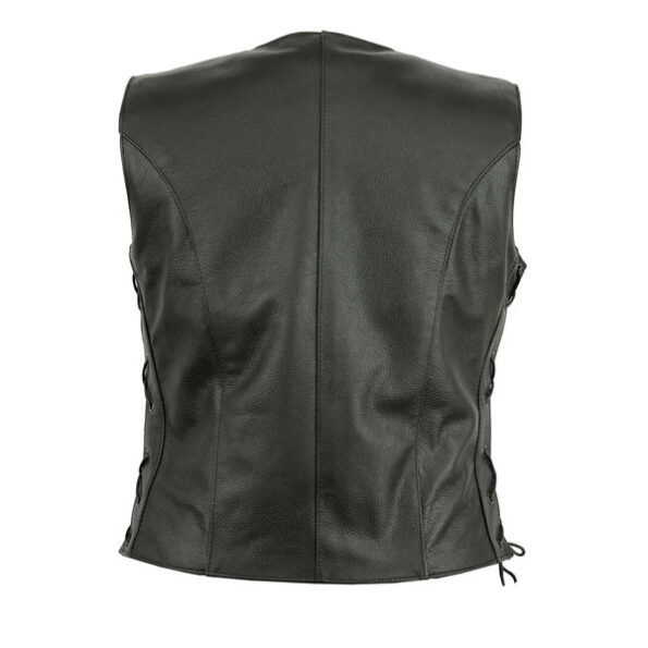 Womens-Ladies-Leather-Waistcoat-Motorcycle-Biker-Motorbike-Fitted-Cut-With-Laces-3