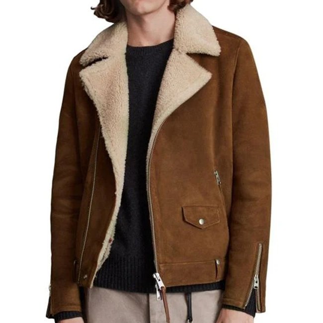 Men's Brown Malmo Shearling Biker Jacket