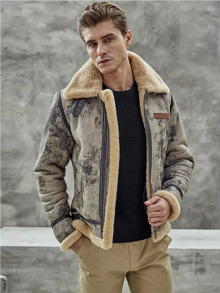 Men’s New Fur B3 Flight Aviator Bomber Premium Shearling Jacket 2022