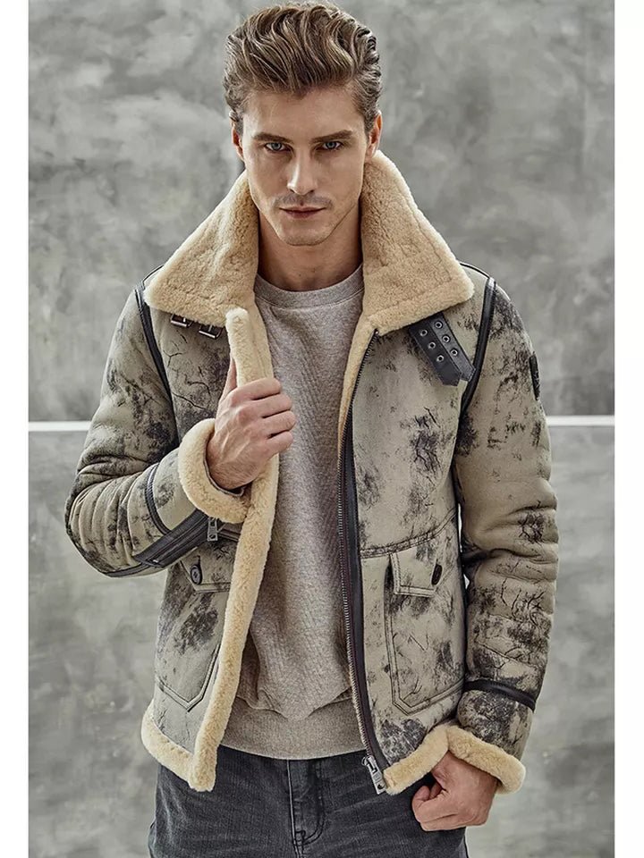 Men’s Fur B3 Flight Aviator Bomber Premium Shearling Jacket 2022