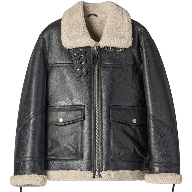 Mens Black Shearling B3 Bomber Jacket