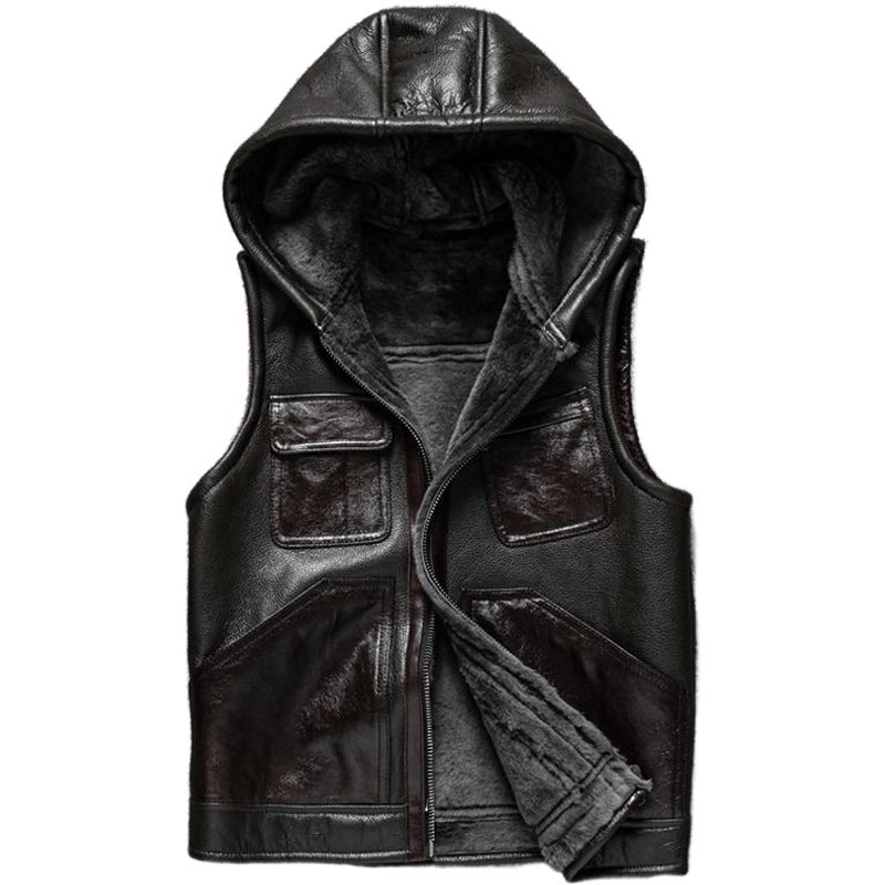 Mens Hooded Shearling Vest
