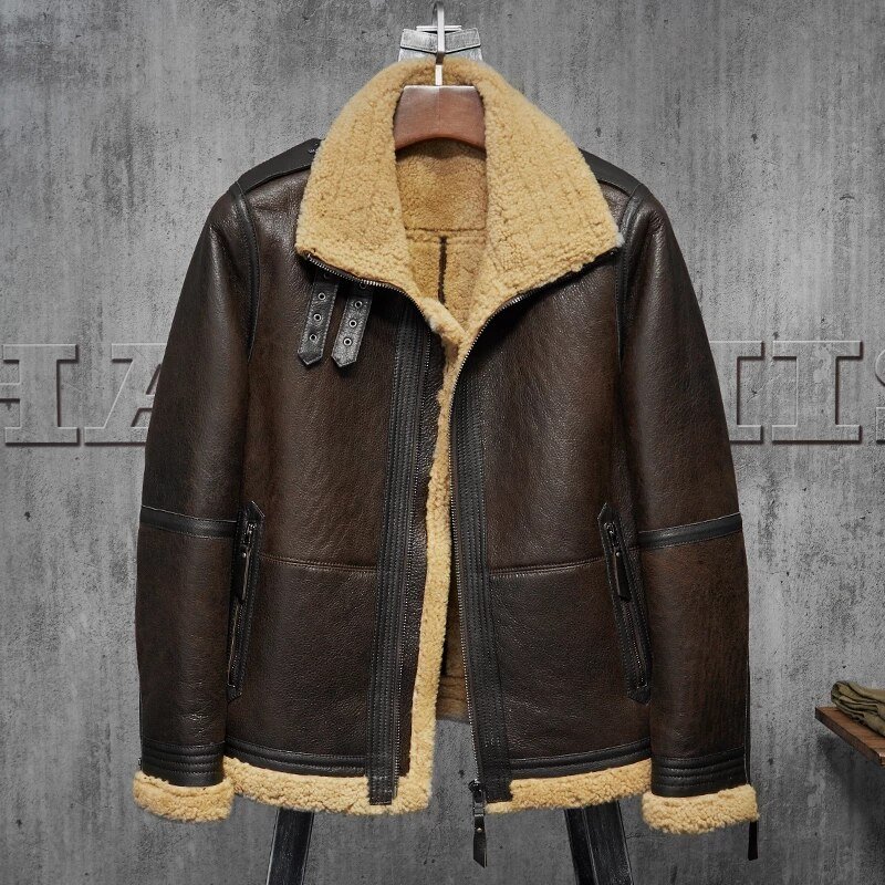 Mens Sheepskin Aviator Fur Jacket