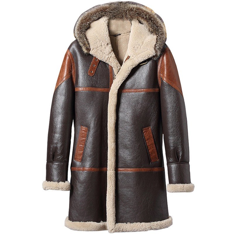 Mens Vintage Sheepskin Parka Coat