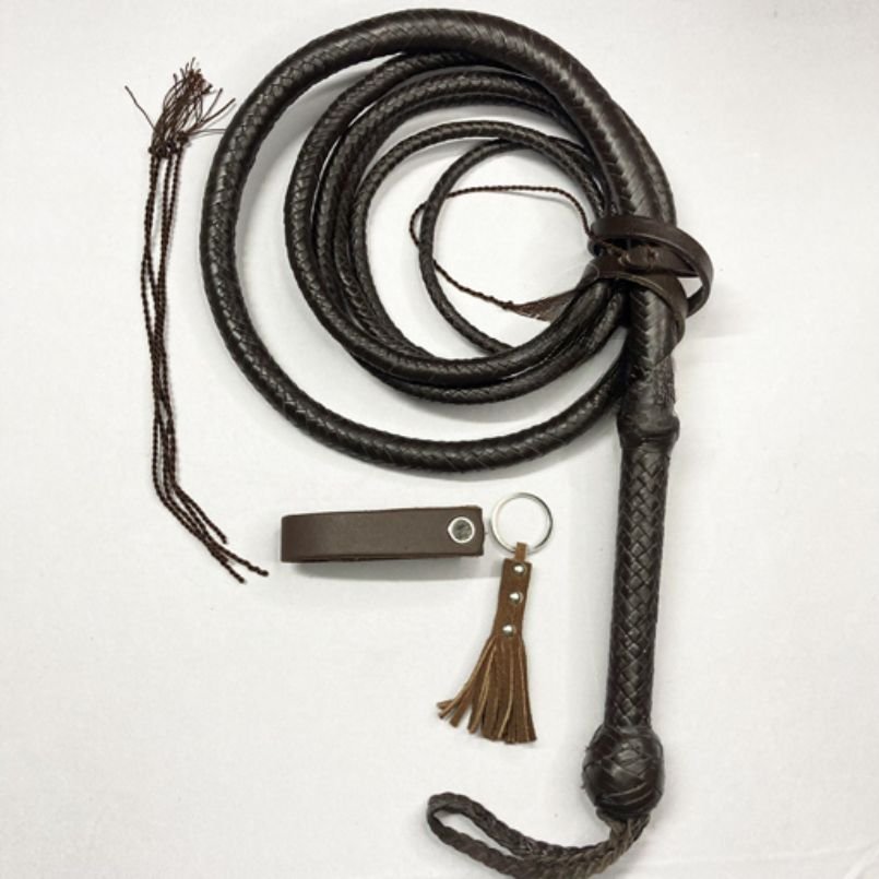 Kangaroo Hide Whip – Chocolate Brown Indiana Jones Style Bull Whip