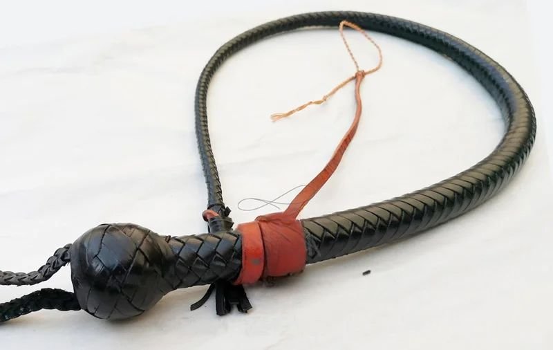 Black Snake Whip​ in Kangaroo Leather