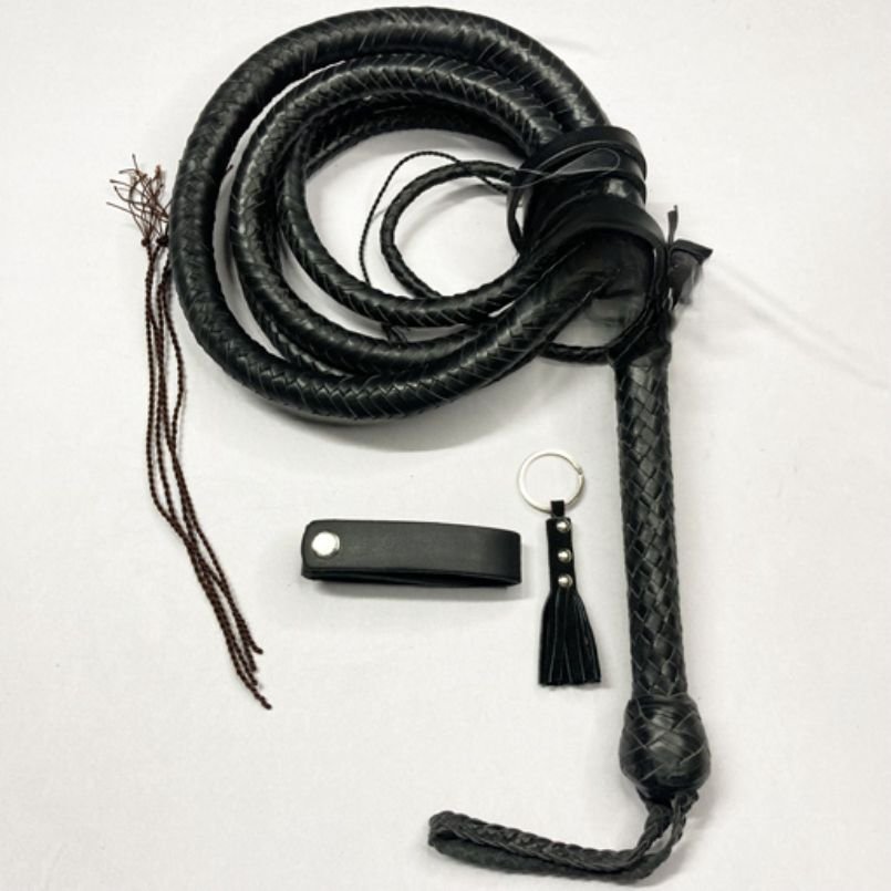 Kangaroo Leather Bullwhip – Black Indiana Jones Style Whip