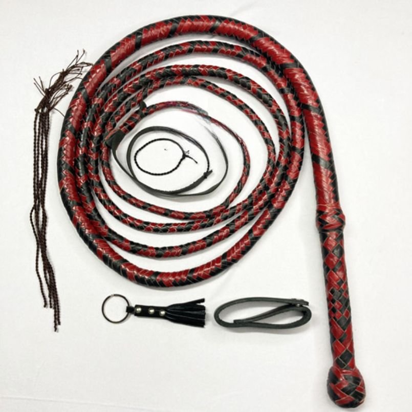 12 Foot Bullwhip – Red and Black Color Australian Style Whip