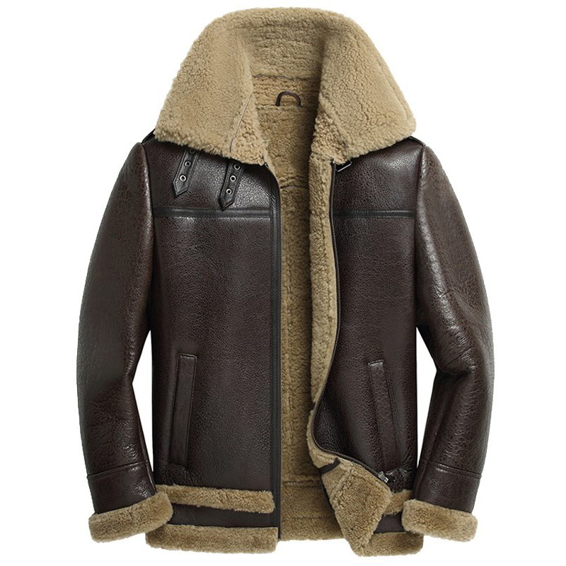 Mens Brown Shearling Sheepskin Jacket