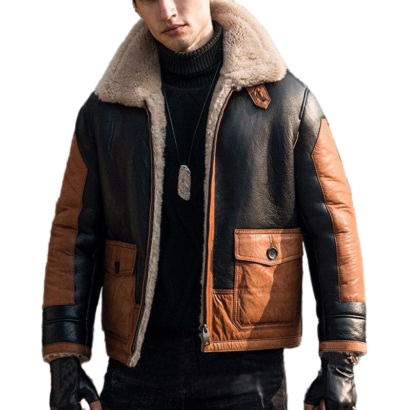 Mens Black Sheepskin Flying Jacket