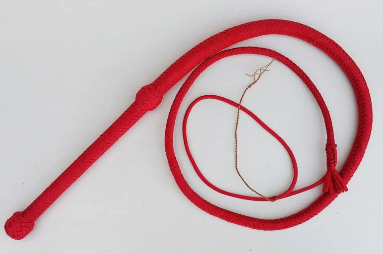 Handmade Paracord Bullwhip in Red | 3ft to 18ft Nylon Bullwhip