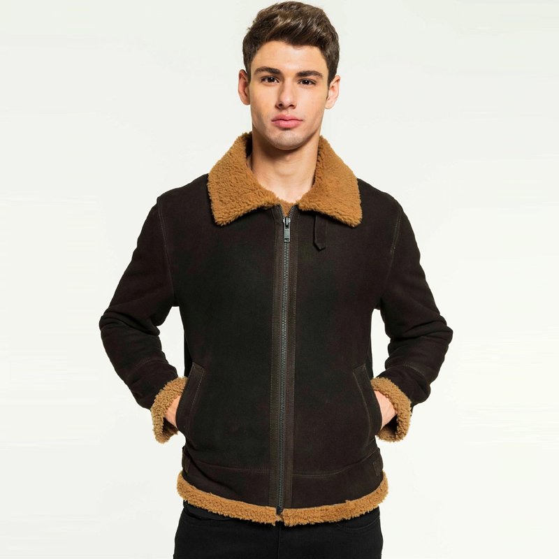 Men Aviator Toffee Shearling Jacket