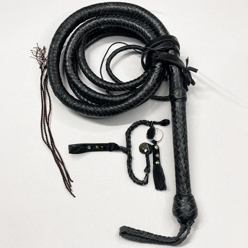 8 Ft Cowhide Whip Indiana Jones Style in Black