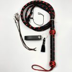 Plaited Kangaroo Bullwhip in Red and Black | Leather Whip for Sale
