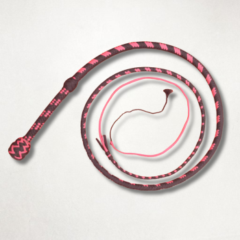 Brown and Pink Paracord Bullwhip | 3ft to 18ft Nylon Whip