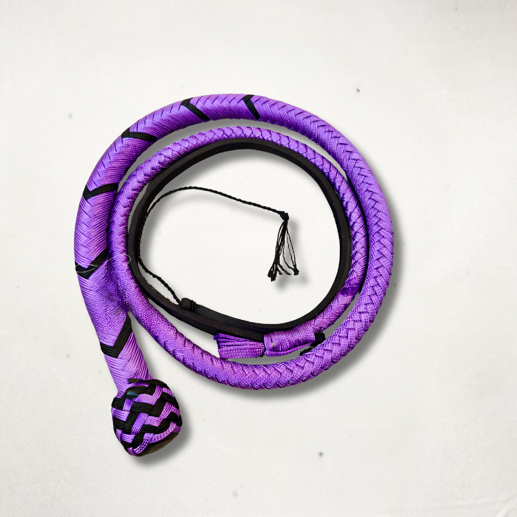 Purple & Black Nylon Snake Whip Purple and black nylon snake whip handmade braided paracord whip 3ft to 14ft